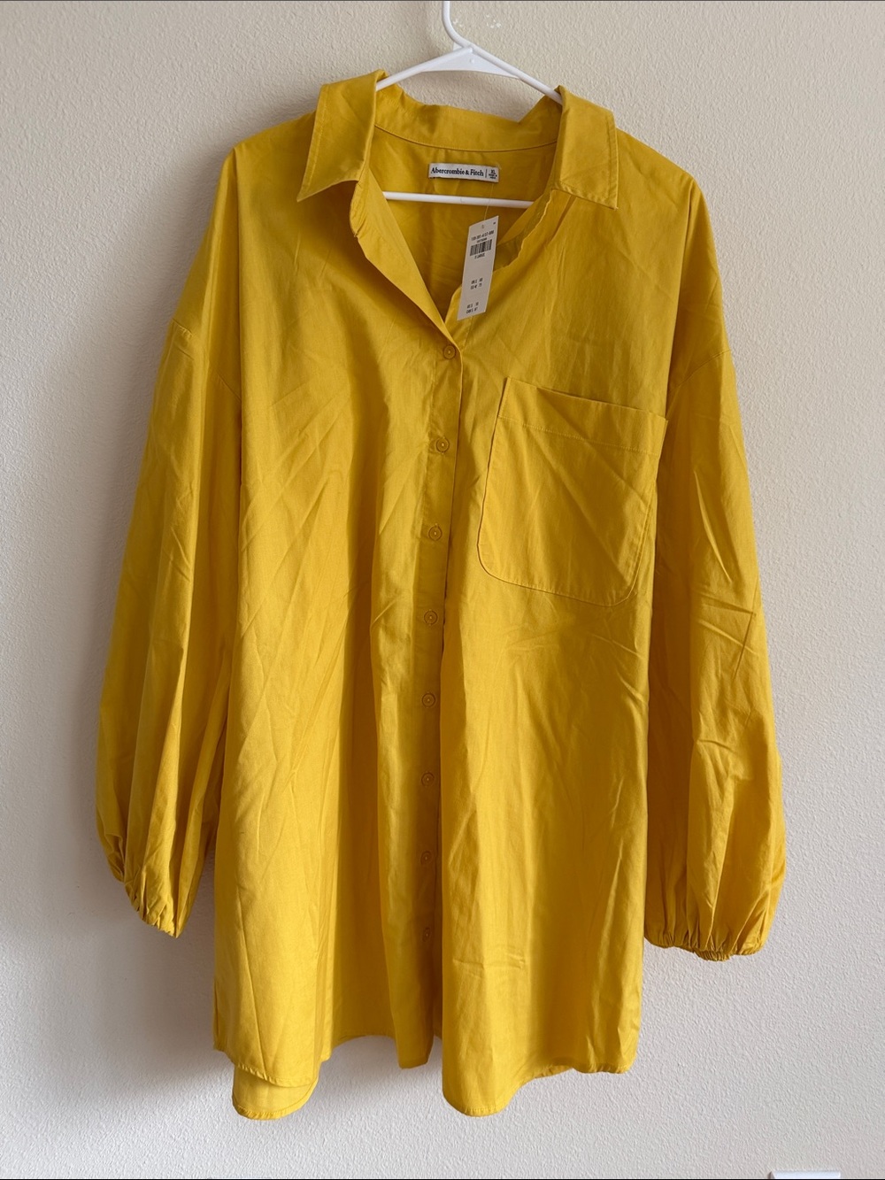 Abercrombie & Fitch Women’s Button-Down Mini Dress in Mustard Yellow